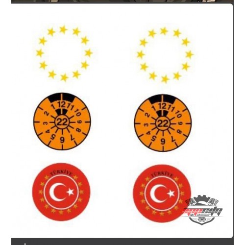 6'Lı Plaka Pulu Seti , Avrupa Birliği Yıldız Sticker,